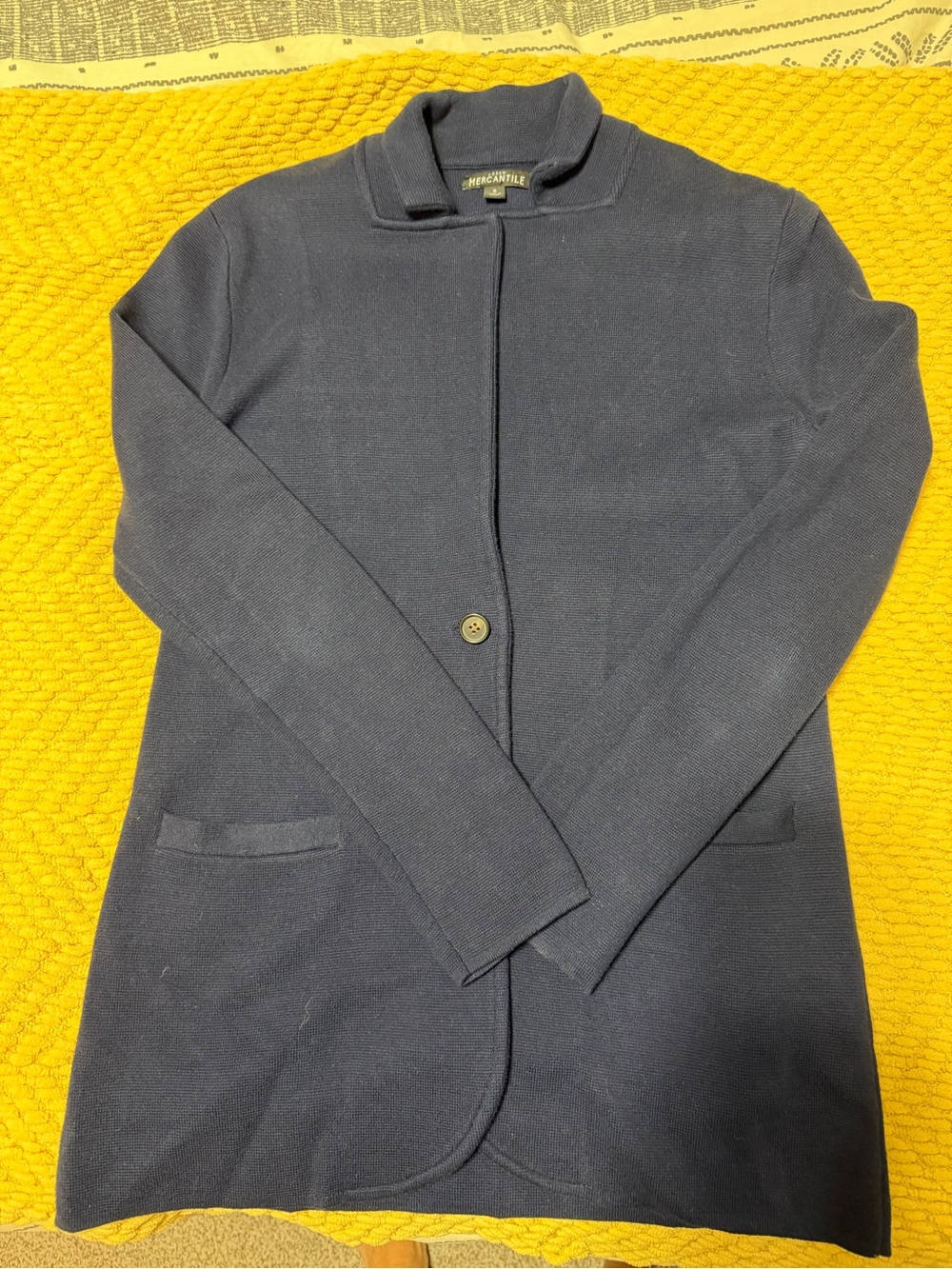 J. Crew Navy Single-Button Knit Blazer
